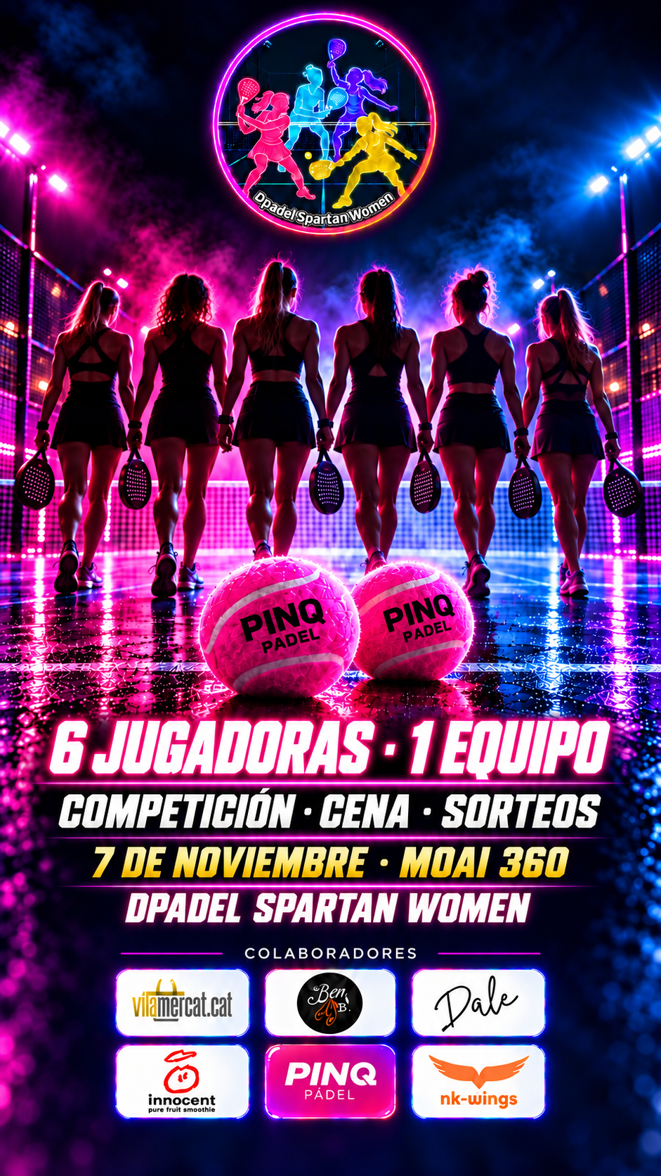 Cartel del torneo DPADEL Spartan Women, 7 de noviembre en Club MOAI 360. Inscríbete aquí